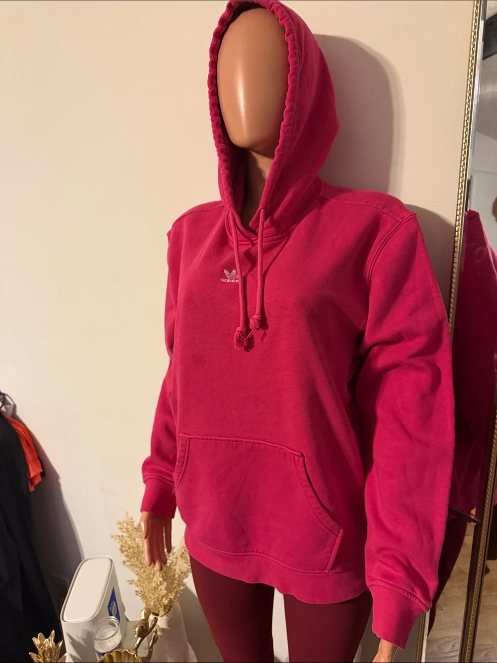 adidas Women's Hot Pink Trefoil Pullover Hoodie - Picture 2 of 5